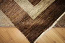 Load image into Gallery viewer, Striped Brown Gabbeh Oriental Area Rug 9x12 One of a Kind