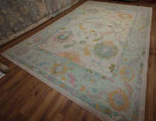 Load image into Gallery viewer, Handmade Floral Oushak Vegetable Dye Large Rug 10x14 One of a Kind
