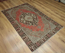 Load image into Gallery viewer, Anatolian Turkish Rug 4x6 Red Centerpiece and Unique Borders One of a Kind