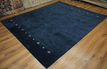 Load image into Gallery viewer, Deep Navy Blue Handmade Wool Gabbeh Oriental Area Rug 8x10