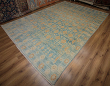 Load image into Gallery viewer, Contemporary Hand Knotted Area Rug 9x12 Eclectic Floral Light Blue