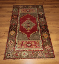 Load image into Gallery viewer, Antique Vegetable Dye Anatolian Turkish Area Rug 3x5 One of a Kind
