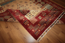 Load image into Gallery viewer, Hand Knotted Gabbeh Kashkoli Wool Area Rug 5x7 One of a Kind
