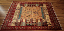 Load image into Gallery viewer, Hand Knotted Gabbeh Kashkoli Wool Area Rug 5x7 One of a Kind
