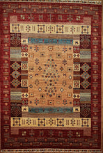 Load image into Gallery viewer, Hand Knotted Gabbeh Kashkoli Wool Area Rug 5x7 One of a Kind
