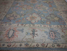 Load image into Gallery viewer, Floral Blue Oushak Vegetable Dye Area Rug 8x10 One of a Kind
