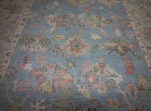 Load image into Gallery viewer, Floral Blue Oushak Vegetable Dye Area Rug 8x10 One of a Kind
