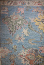 Load image into Gallery viewer, Floral Blue Oushak Vegetable Dye Area Rug 8x10 One of a Kind
