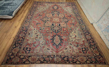 Load image into Gallery viewer, Pre-1900 Vegetable Dye Heriz Serapi Persian Area Rug 9x12 One of a Kind
