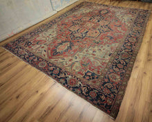 Load image into Gallery viewer, Pre-1900 Vegetable Dye Heriz Serapi Persian Area Rug 9x12 One of a Kind
