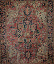 Load image into Gallery viewer, Pre-1900 Vegetable Dye Heriz Serapi Persian Area Rug 9x12 One of a Kind
