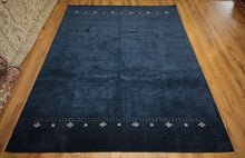 Load image into Gallery viewer, Deep Navy Blue Handmade Wool Gabbeh Oriental Area Rug 8x10
