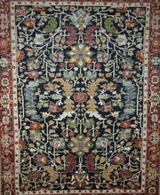 Load image into Gallery viewer, Vegetable Dye Navy Blue Heriz Serapi Oriental Area Rug 9x12
