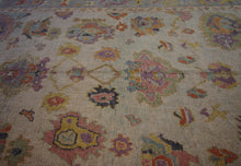 Load image into Gallery viewer, Floral Oushak Vegetable Dye Turkish Area Rug 9x12 One of a Kind
